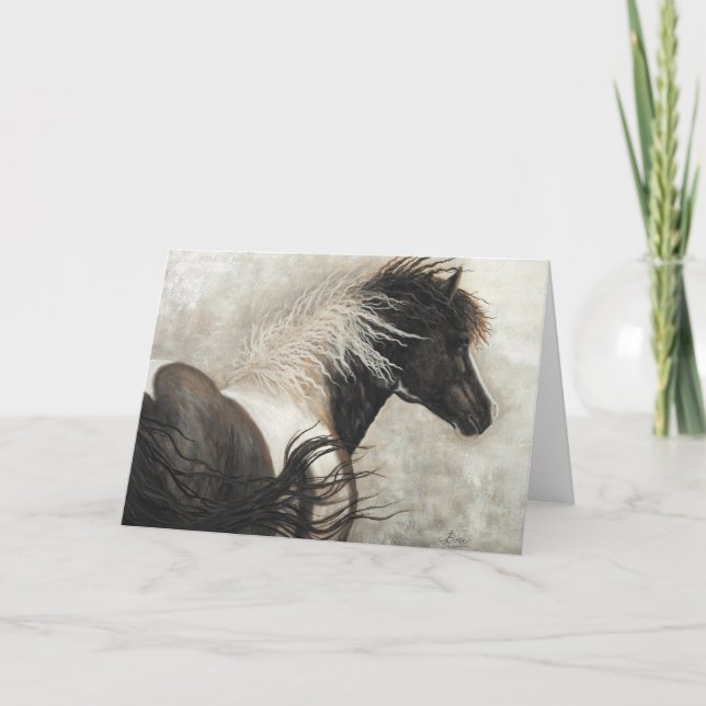 Majestic Stallion Pinto Horse by BiHrle Card Kort (Framsida)