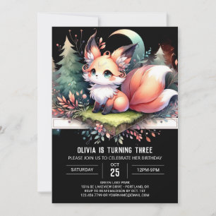 Majestic Stollig Fox Birthday digital Inbjudningar