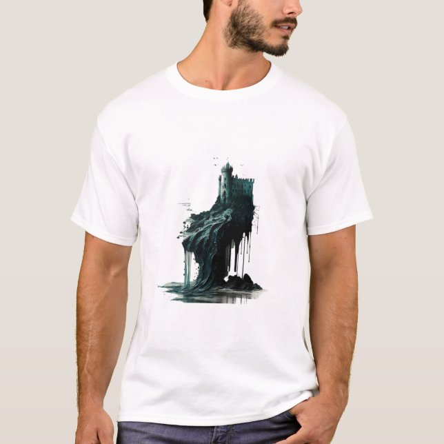 Majestic Stronghold: Medieval Castle T-Shirt (Framsida)