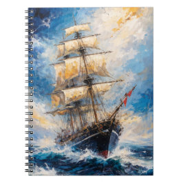 Majestic Tall Ship at Sea – Impressionist Nautical Anteckningsbok