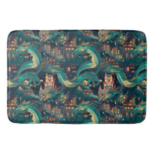 Majestic Teal Dragons and Village Badrumsmatta