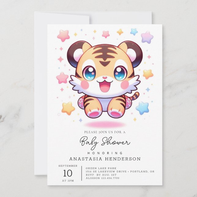 Majestic Tiger Baby Shower Inbjudningar (Framsida)
