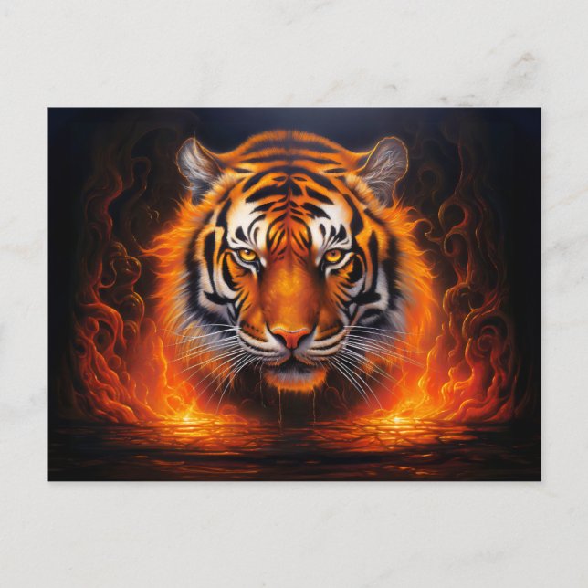 Majestic Tiger China Zodiac Artistry Airbrush Vykort (Framsida)