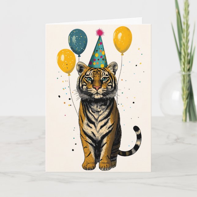 Majestic Tiger Födelsedagsfest Greeting Card Kort (Framsida)