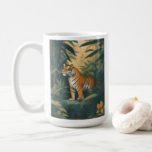 Majestic Tiger i Jungle Elegant Wildlife Art Kaffemugg (Med munk)