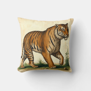 Majestic Tiger Medieval Illustration Kudde