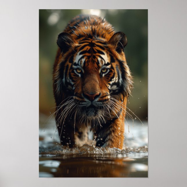 Majestic Tiger Poster genom Vatten (Framsidan)