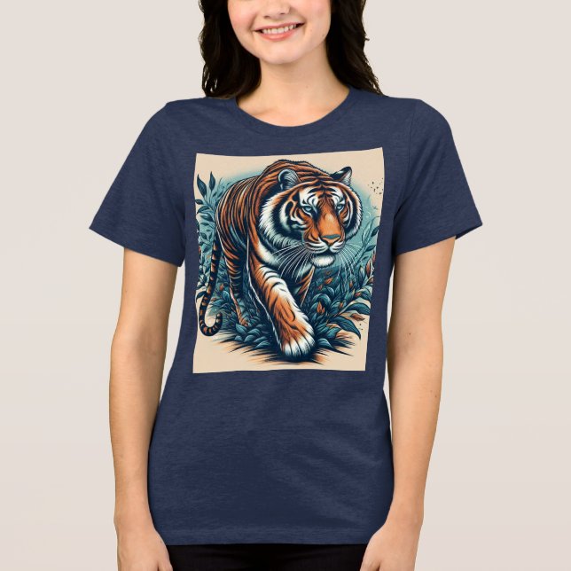 "Majestic Tiger - Power and Grace in Rörelse" T Shirt (Framsida)
