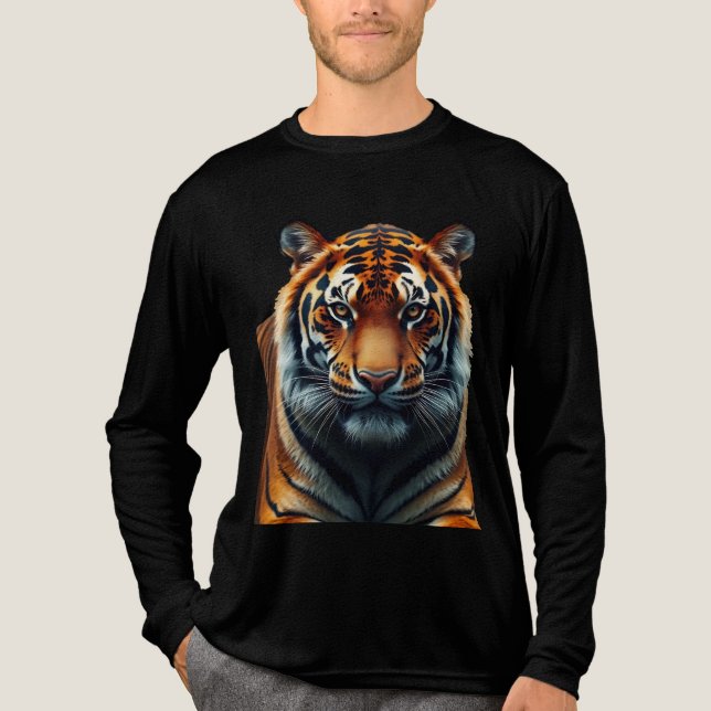 Majestic Tiger Tri-blend Långärmad Shirt T (Framsida)