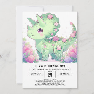 Majestic Triceratops Dinosaur Digital Birthday Inbjudningar