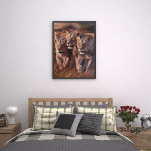 Majestic Trio Roaming through Tall Grass Poster
