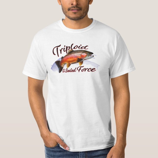 Majestic Triploid Rainbow Trout "A Scaled Force" T Shirt (Framsida)