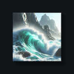 Majestic Turquoise Wave Crashing Against Dramatic  Canvastryck<br><div class="desc">A powerful and awe-inspiring digital landscape featuring a massive turquoise wave breaking against dark, jagged mountain cliffs. The intense spray of the sea foam and the high-contrast lighting evoke a sense of raw natural beauty and cinematic drama. Perfect for large-scale wall art, modern coastal interiors, or as a striking focal...</div>