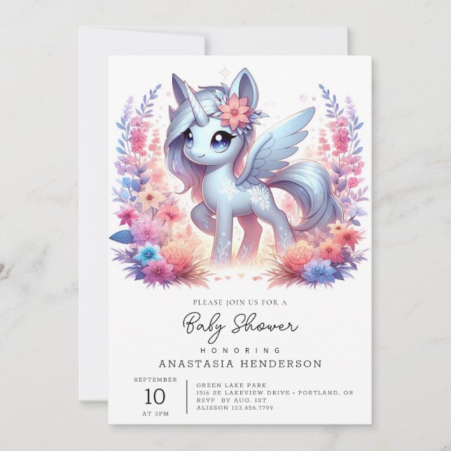 Majestic Unicorn Baby Shower Inbjudningar (Framsida)