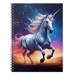 Majestic Unicorn in a Cosmic Dreamscape Anteckningsbok