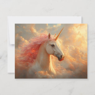 Majestic Unicorn in Sunset Clouds Vykort