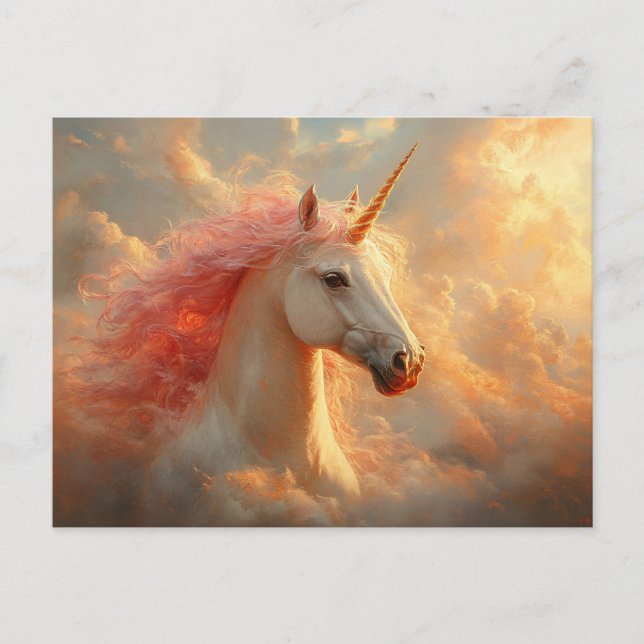 Majestic Unicorn in Sunset Clouds Vykort (Framsida)