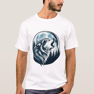 Majestic Varg Howling på hela månen T Shirt