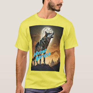 Majestic Varg Howling vid Måne - Winter Sonata T Shirt