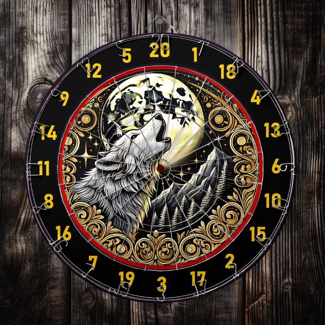 Majestic Varg Howls Under Starry Himmel Darttavla (Skapare uppladdad)