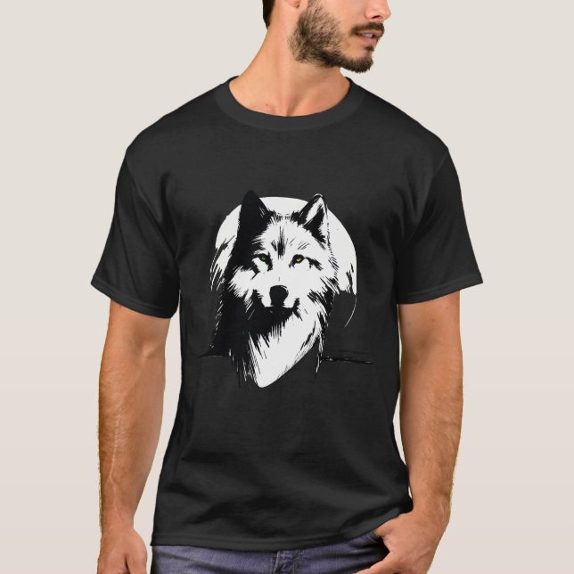 Majestic Varg Porträtt Artwork T Shirt (Framsida)