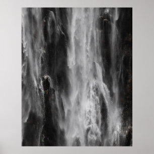 Majestic Vattenfall Boka, Slovenien, svart och vit Poster
