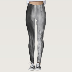 Majestic Vattenfall Boka, Slovenien svart vitt Leggings