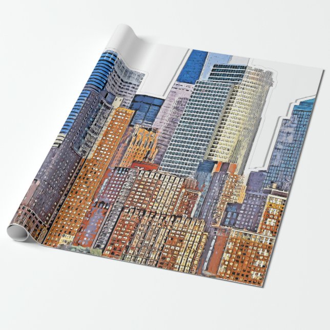 Majestic View of New York City Skyline Artistic Presentpapper (Utrullad)