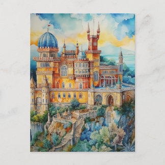 Majestic View of Pena Palace in Sintra, Portugal Helg Vykort