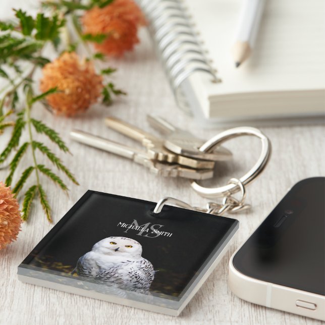 Majestic vintersnöwiwy uggla monogram, eget namn (Högra Framsidan)