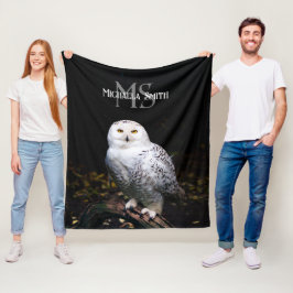 Majestic vintersnöwiwy uggla monogram, eget namn fleecefilt