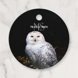 Majestic vintersnöwiwy uggla monogram, eget namn gåvor etiketter