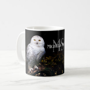 Majestic vintersnöwiwy uggla monogram, eget namn kaffemugg