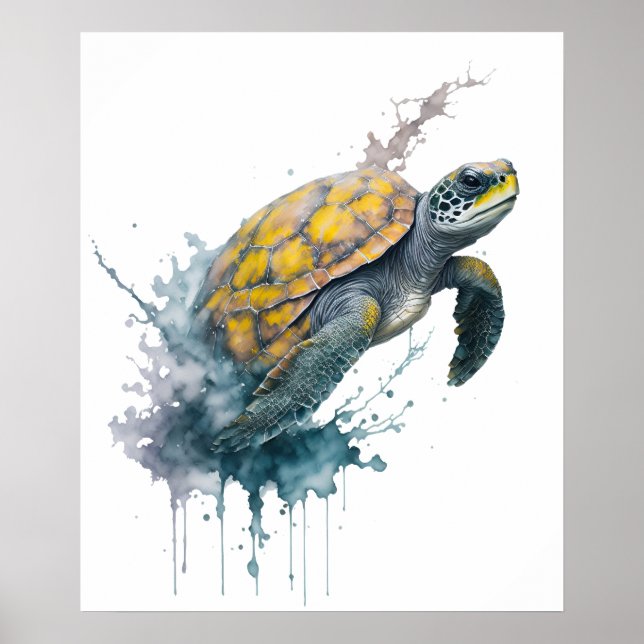 Majestic Wanderer - Watercolor Turtle Poster (Framsidan)