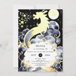 Majestic Watercolor Dragon Birthday Inbjudningar