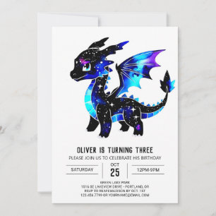 Majestic Watercolor Dragon Digital Boy Birthday Inbjudningar