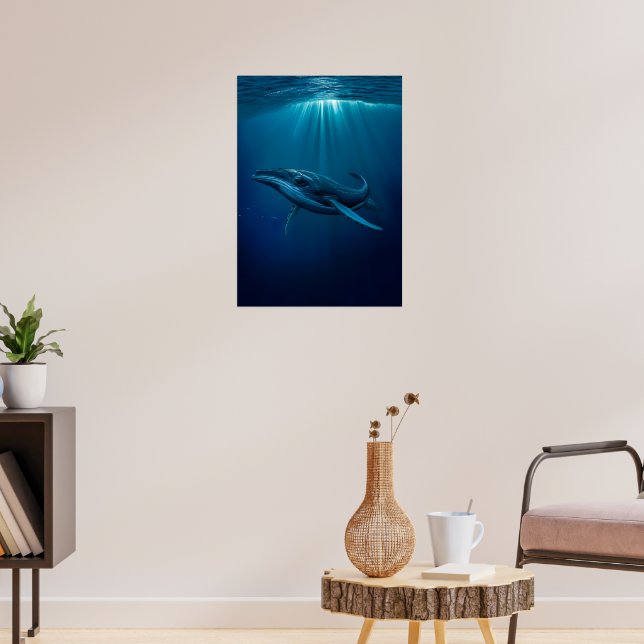 Majestic Whale in Deep Blue Sea Poster (Vardagsrum 3)