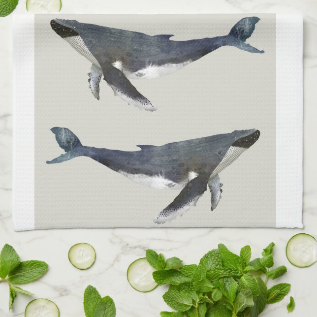 Majestic Whale Kitchen Tea Towel Kökshandduk (Vikta)