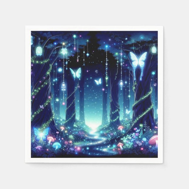 Majestic Whimsical Enchanted Forest Baby Shower Pappersservett (Framsidan)