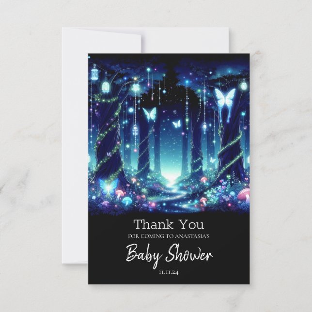 Majestic Whimsical Enchanted Forest Baby Shower Tack Kort (Framsida)