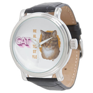 Majestic Whiskers - Golden Gaze Cat Porträtt Armbandsur