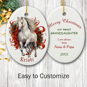 Majestic White Horse Kids jul Julgransprydnad Keramik