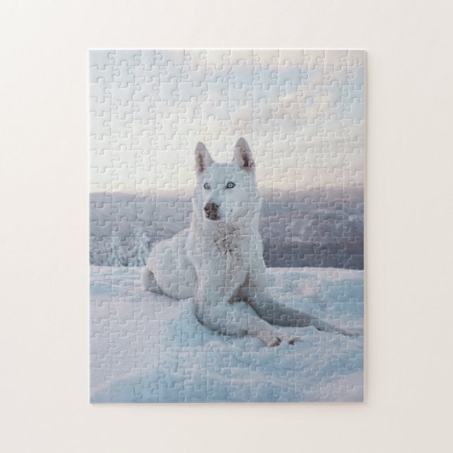 Majestic White Husky Hund Pussel (Vertikal)