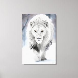 Majestic White Lejon i Winter Wonderland Design Canvastryck