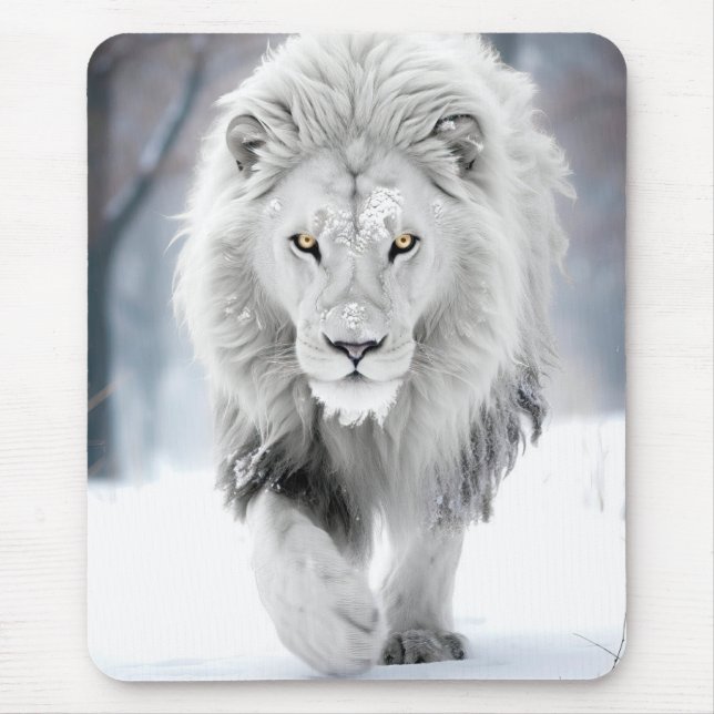 Majestic White Lejon i Winter Wonderland Design Musmatta (Framsidan)