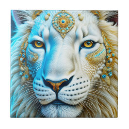 Majestic White och Guld Lejon Kakelplatta