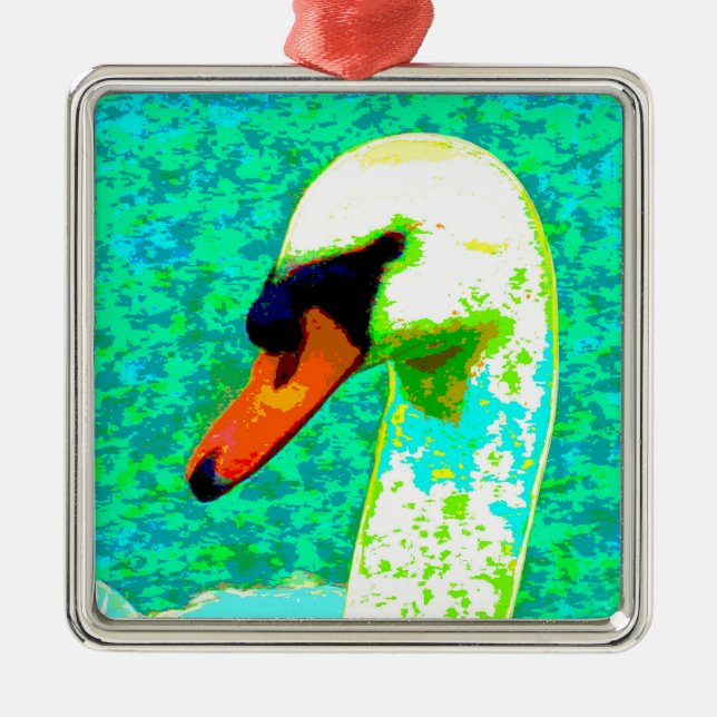 Majestic White Svan Head Julgransprydnad Metall (Framsidan)