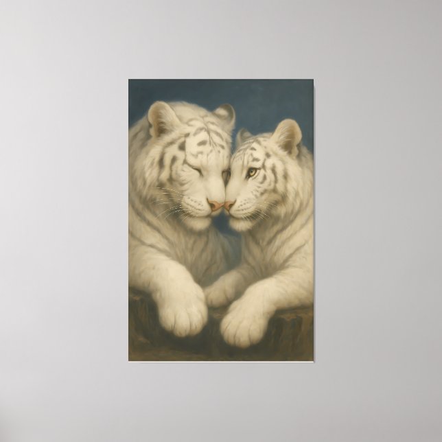 Majestic White Tiger Couple – Emotional Fine Art  Canvastryck (Framsida)