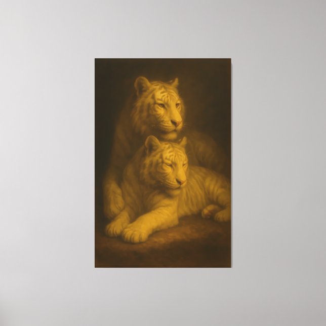 Majestic White Tiger Couple – Fine Art Canvas (Framsida)