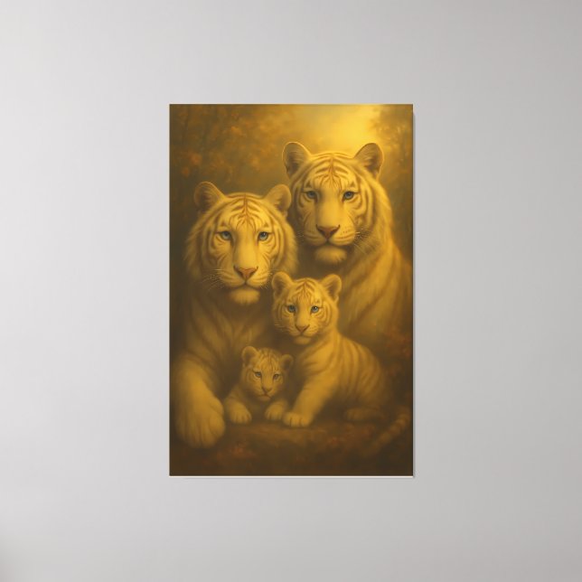 Majestic White Tiger Family – Fine Art Canvas Prin (Framsida)